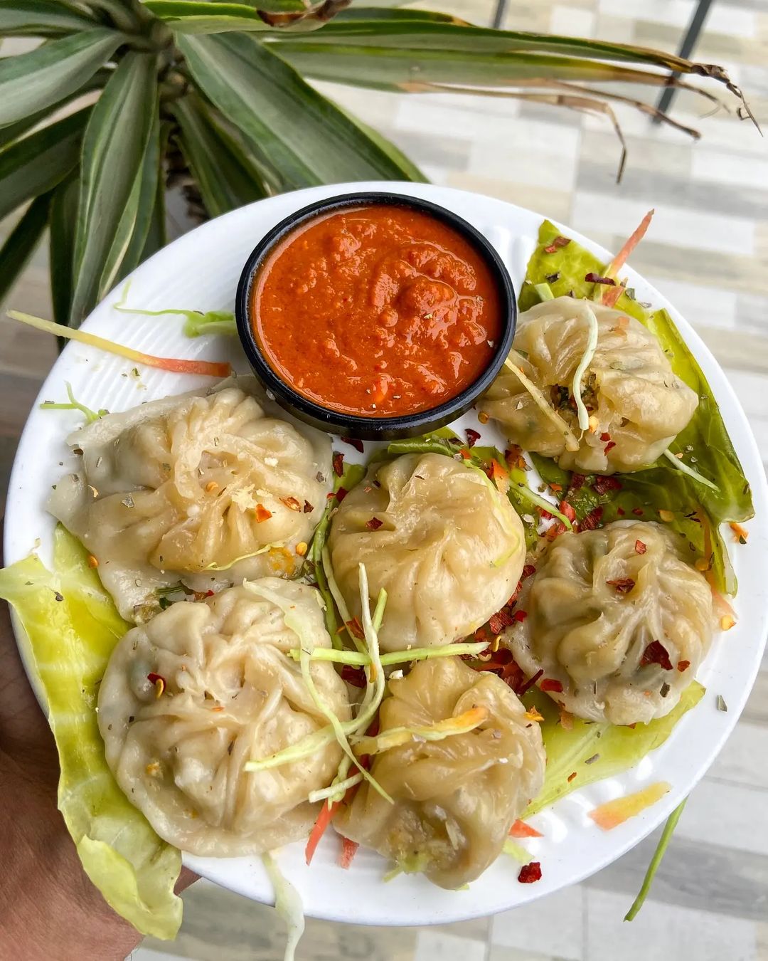 Steamed momos with chutney by Al-Hamza Caterers